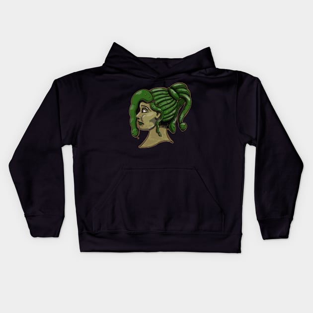 Medusa Ladyhead Tattoo Style Kids Hoodie by CozyEasel